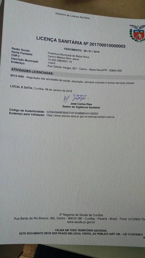 Centro Médico Bom Jesus tem licença sanitária renovada