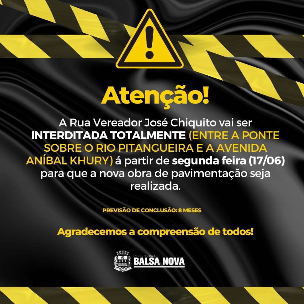ATENÇÃO, MORADORES DE BALSA NOVA! 