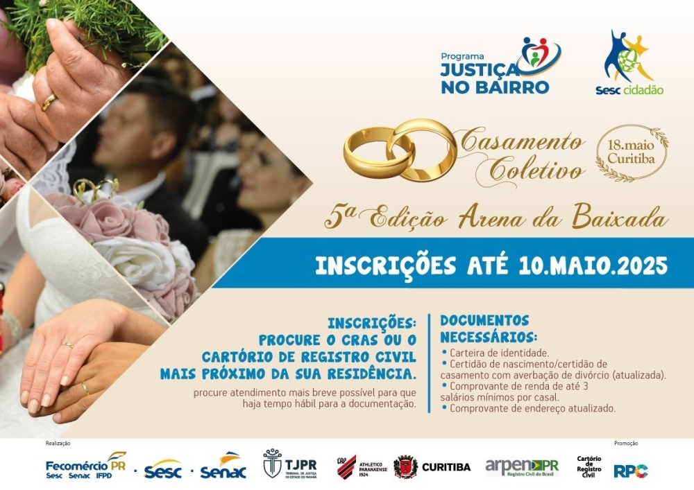 Casamento Coletivo - Inscrições até 10/05/2025