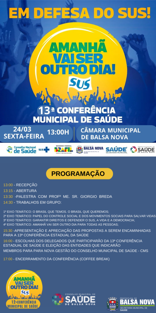 12ª CONFERÊNCIA  MUNICIPAL DE SAÚDE