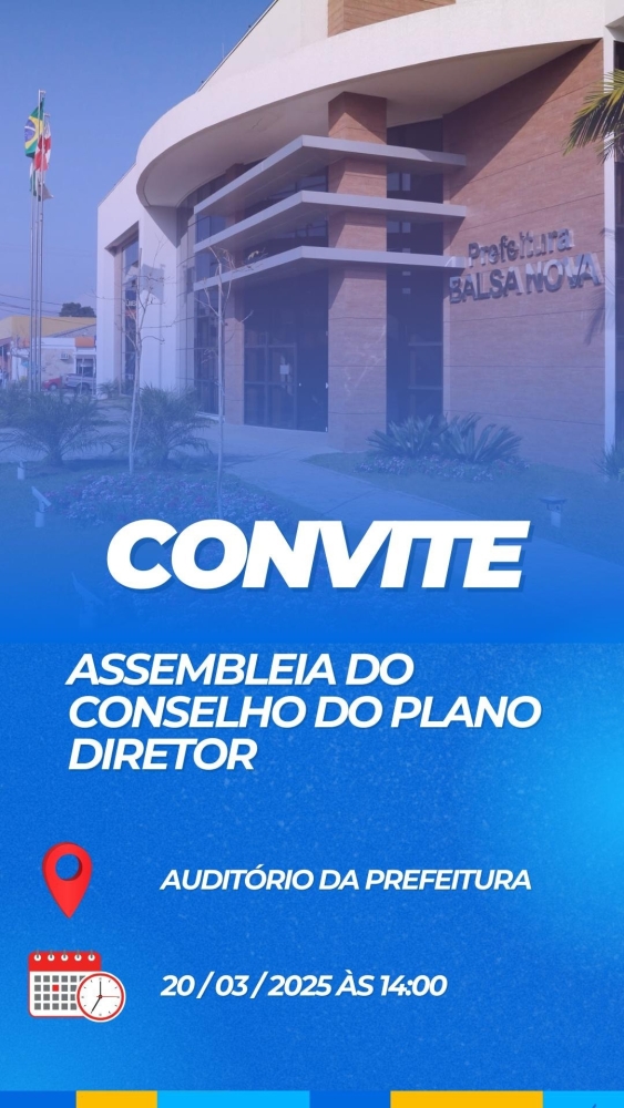 Convite para a 34º Assembleia do Conselho do Plano Diretor.