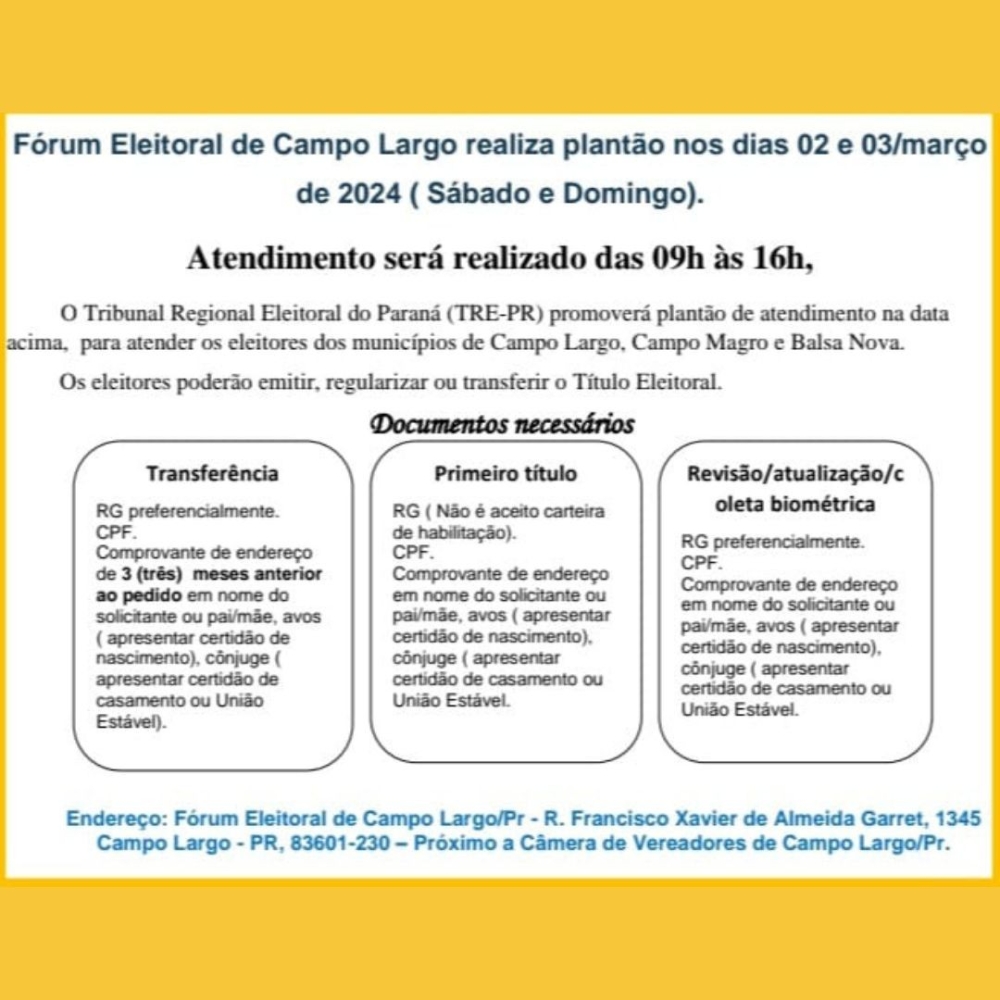 ATENÇÃO POPULAÇÃO!