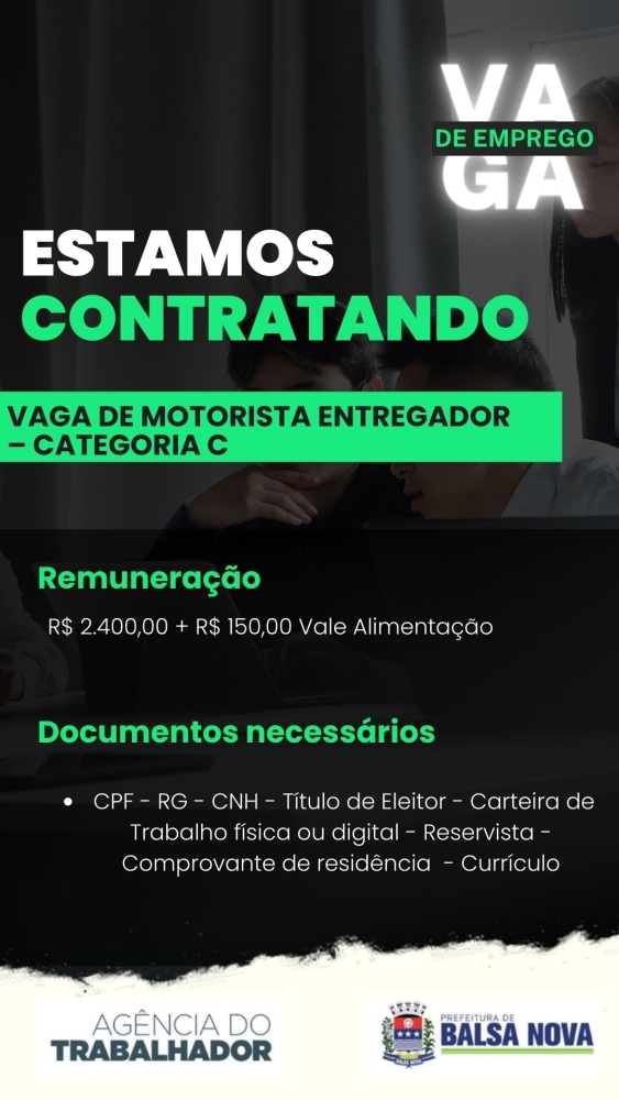 VAGAS NA AGÊNCIA DO TRABALHADOR