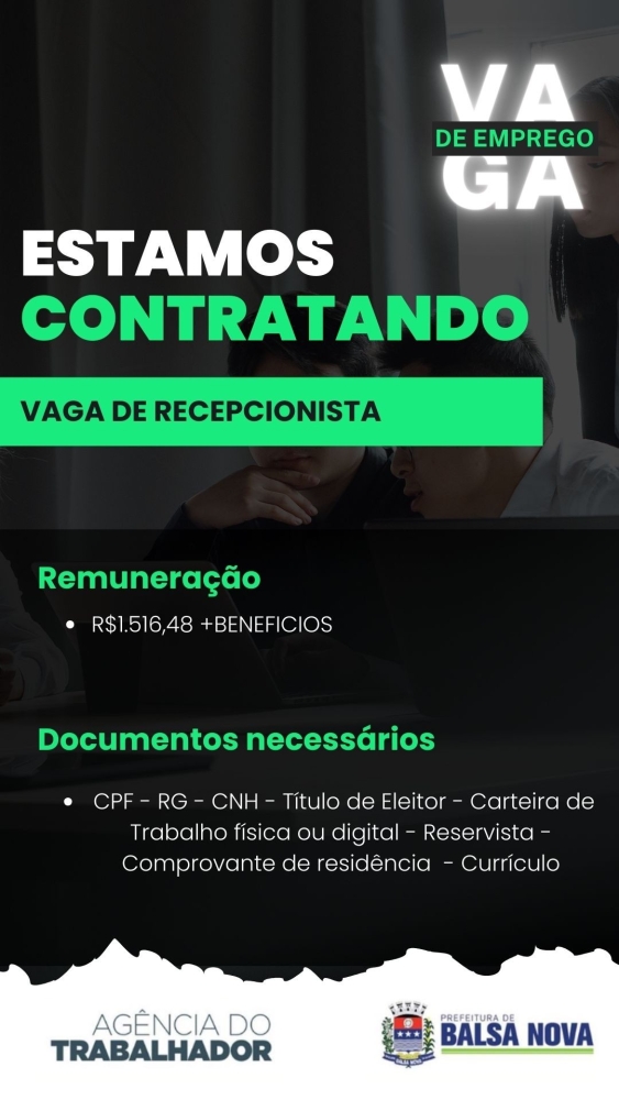 VAGAS NA AGÊNCIA DO TRABALHADOR