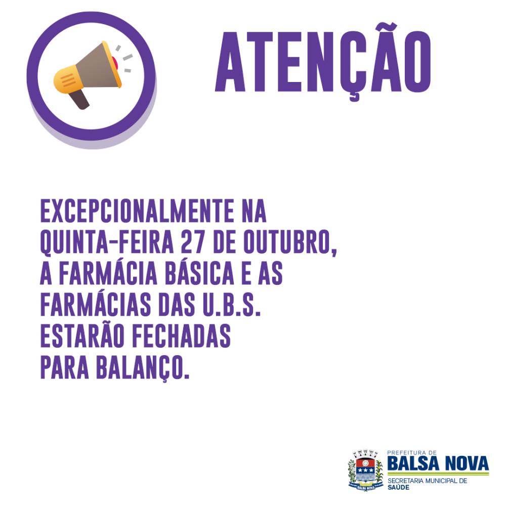 FARMÁCIAS FECHADAS PARA BALANÇO