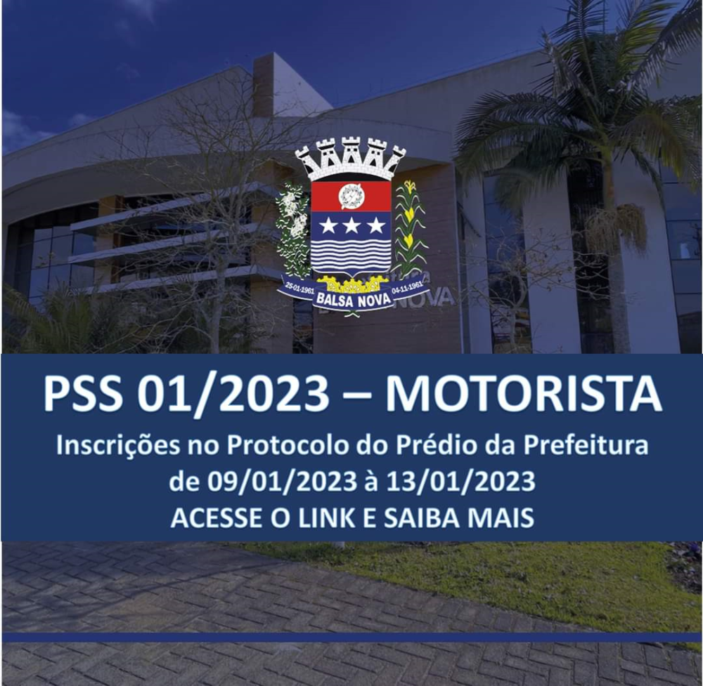 RETIFICAÇÃO - PSS para contratação de Motorista 40h / CNH – categoria D ou superior