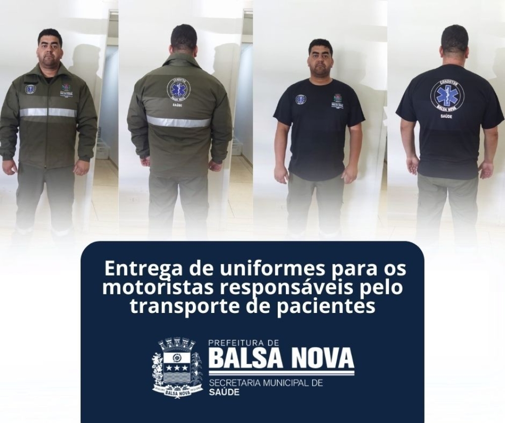 Entrega de uniformes para os motoristas responsáveis pelo transporte de pacientes