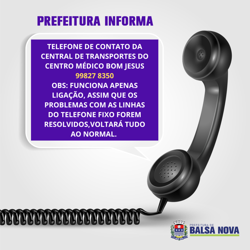 CONTATO DA CENTRAL DE TRANSPORTES DO CENTRO MÉDICO BOM JESUS