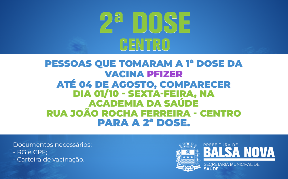 2ª DOSE PFIZER