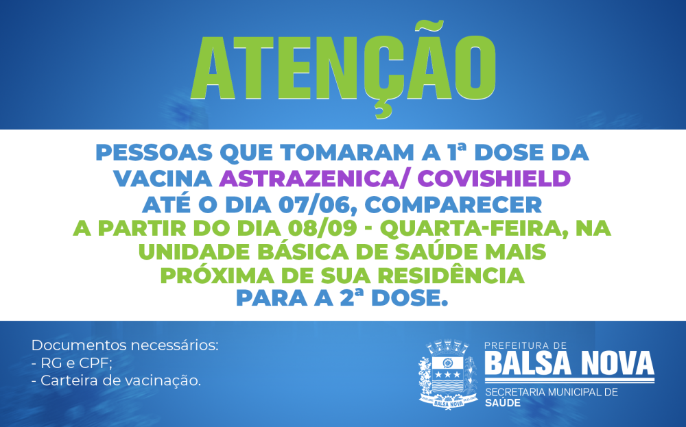 2ª DOSE DA ASTRAZENICA