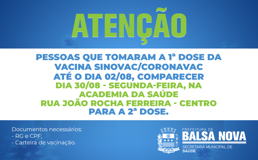 ATENÇÃO 2ª DOSE