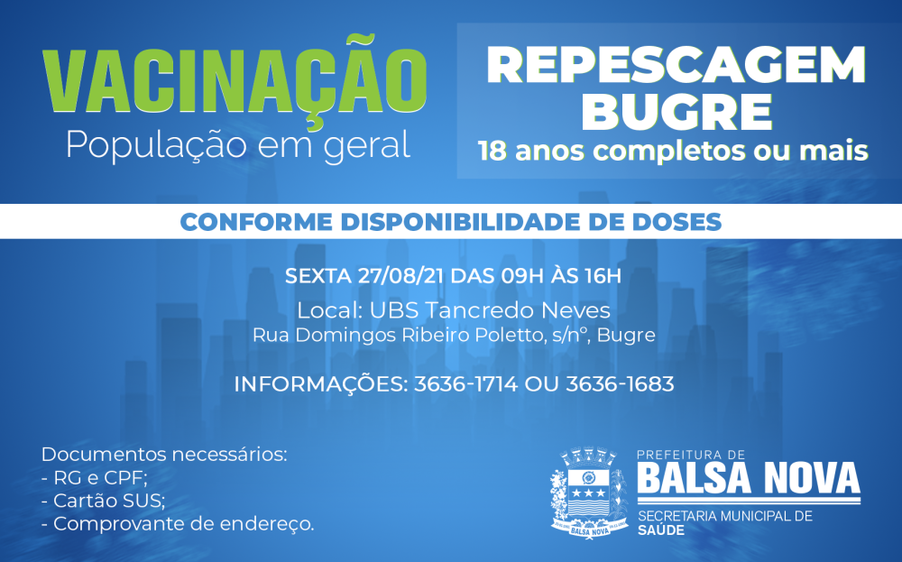 VACINAÇÃO COVID - REPESCAGEM BUGRE