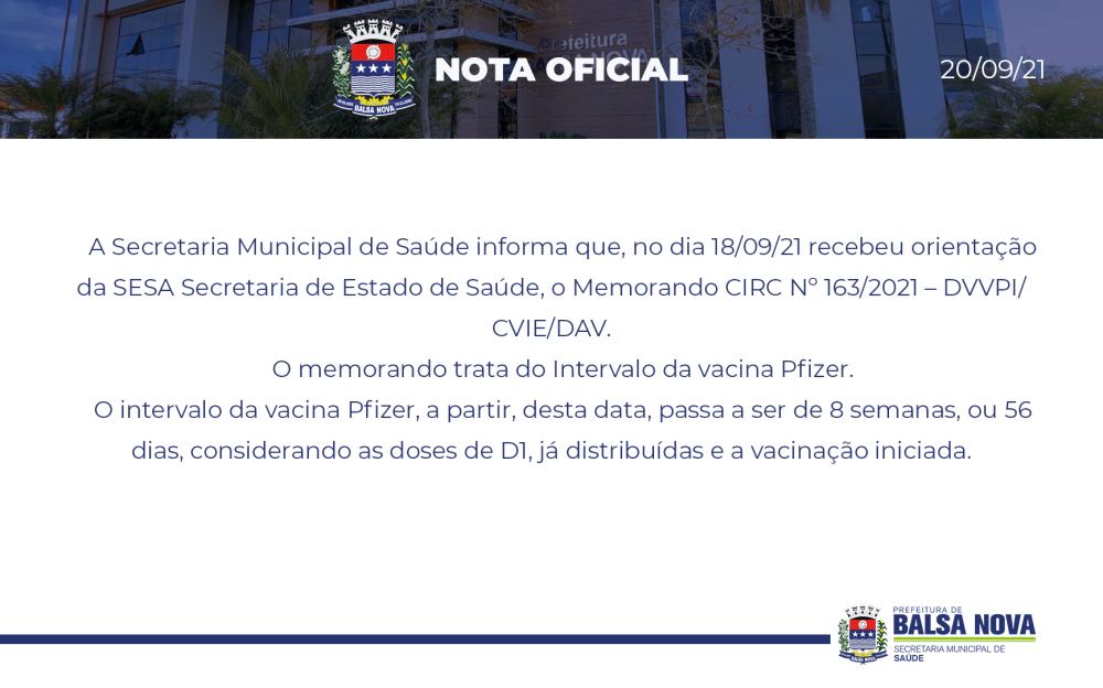NOTA OFICIAL - SECRETARIA DE SAÚDE - 20/09/21