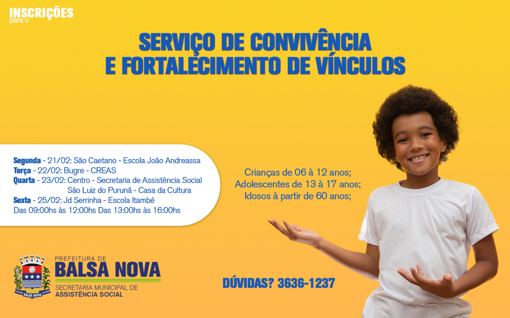 Inscrições para o SCFV