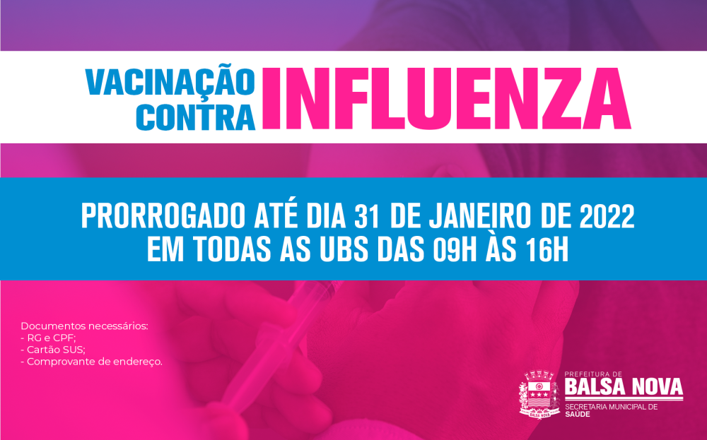 VACINAÇÃO CONTRA A INFLUENZA!