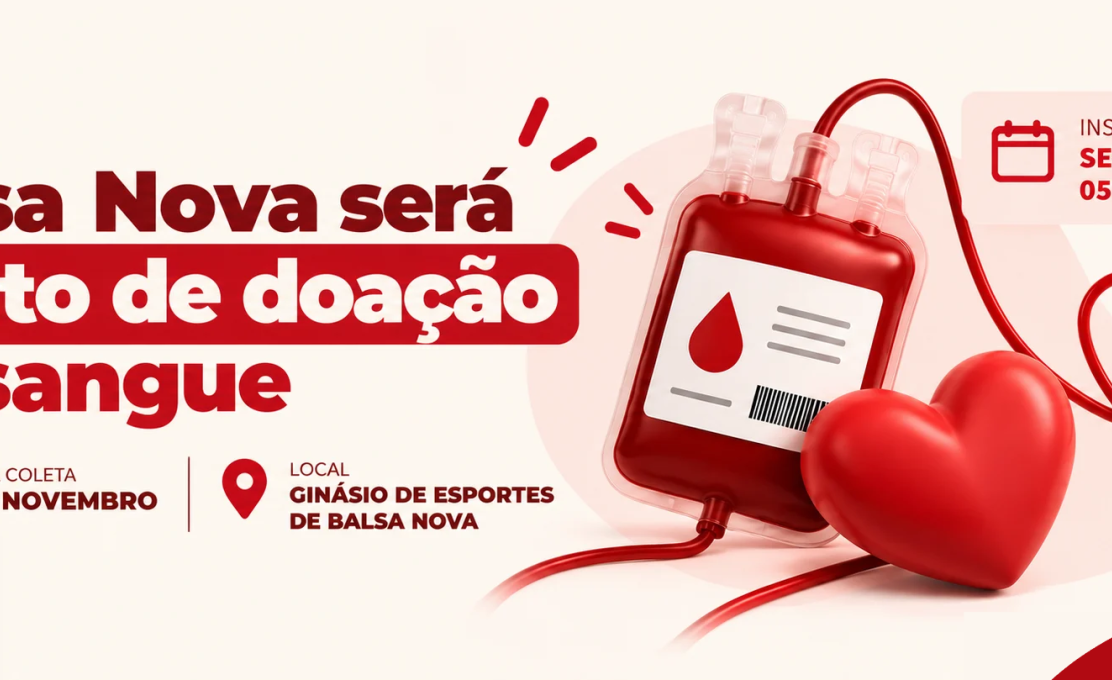 Balsa Nova será ponto de doação de sangue, inscrições vão até 05 de outubro