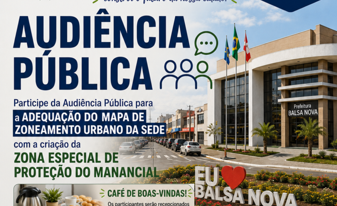 Venha participar da Audiência Pública dia 15/10/2026 às 19h na Câmara Municipal
