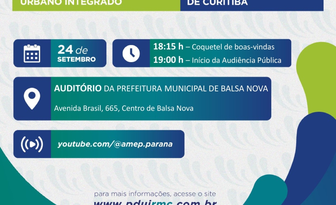 Participe da 3ª Audiência Pública sobre o Plano de Desenvolvimento Urbano Integrado