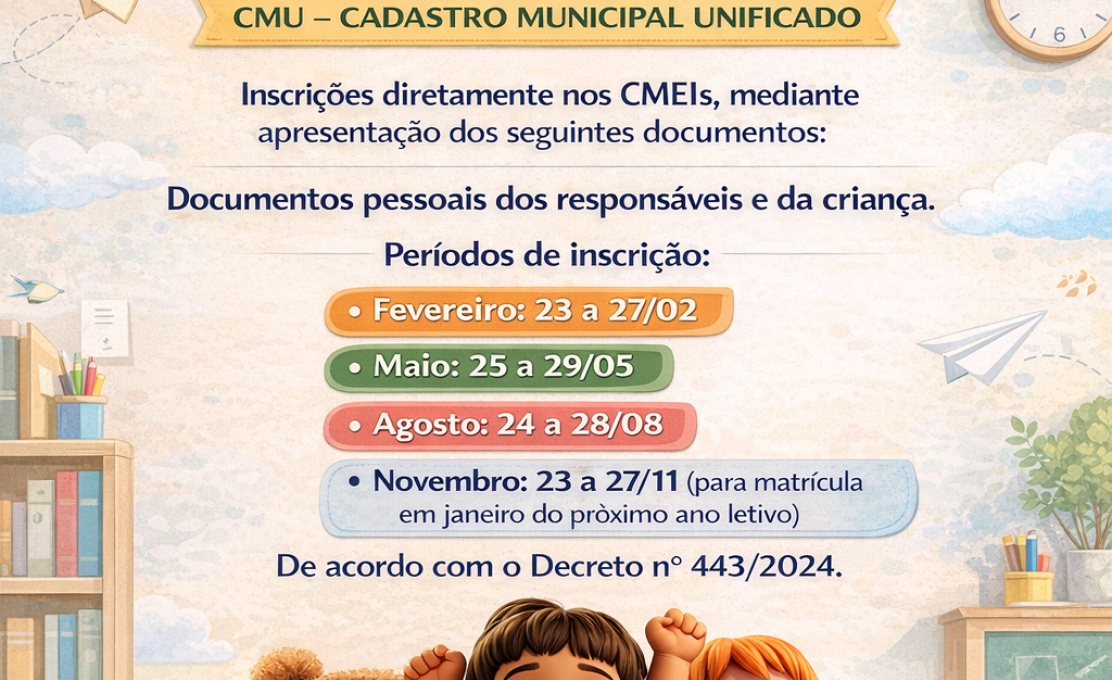 Inscrições para o Cadastro Municipal Unificado