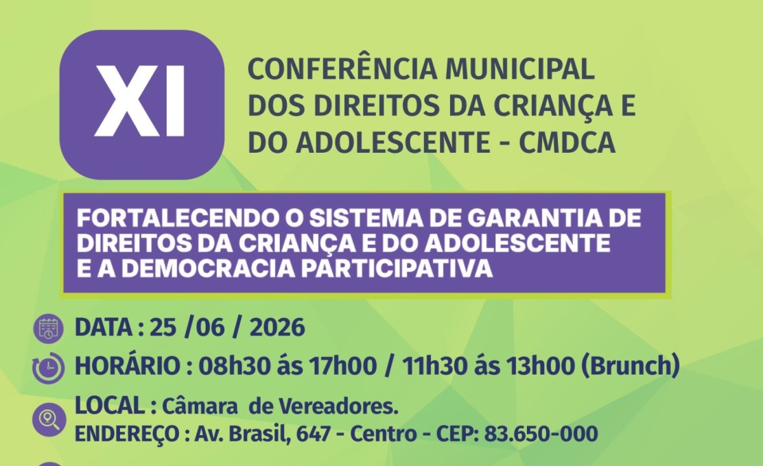 XI Conferência Municipal dos Direitos da Criança e do Adolescente - CMDCA