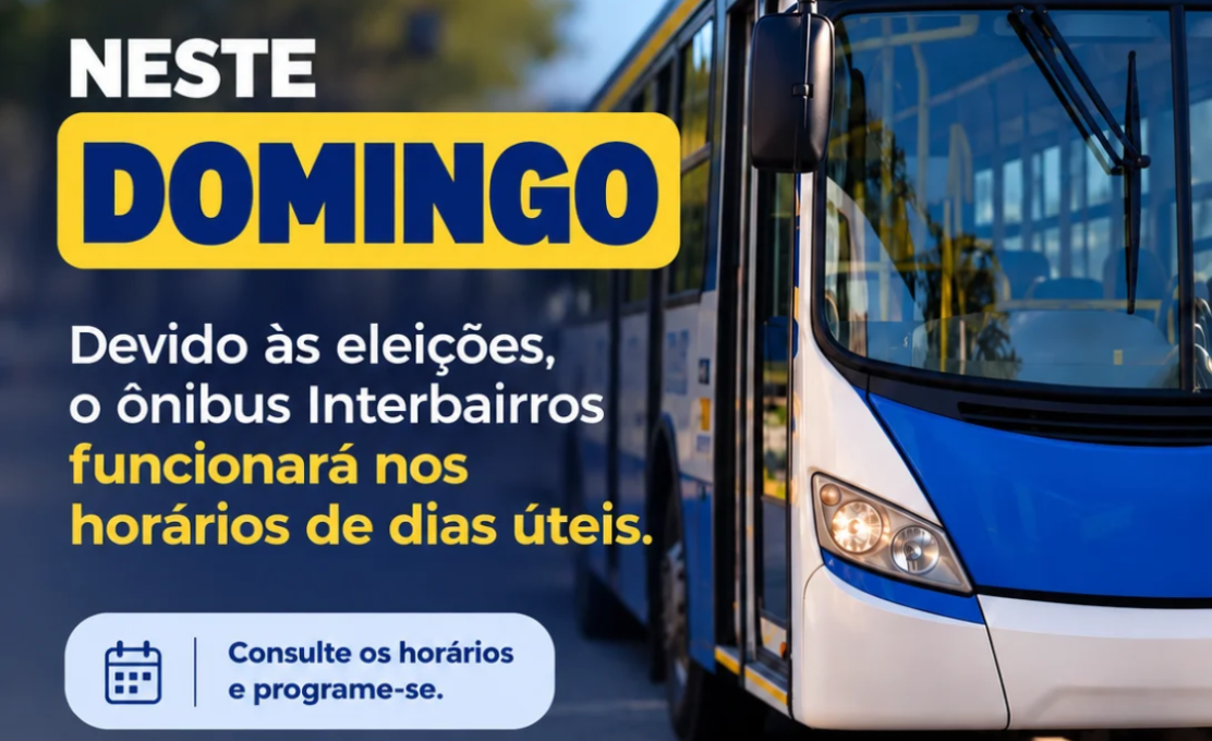 Interbairros terá horários de dias úteis neste domingo devido às eleições