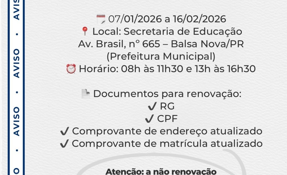 Cadastro dos usuários do Vale Transporte será de 07/01 a 16/02