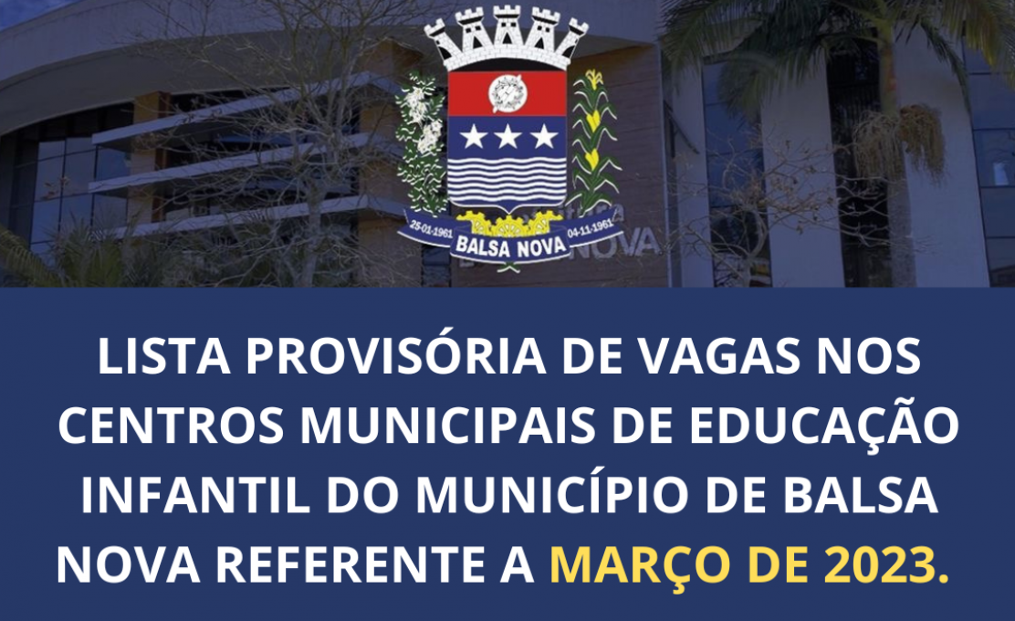 EDITAL E RESULTADOS MARÇO DA LISTA PROVISÓRIAS DE VAGAS NOS CENTROS MUNICIPAIS