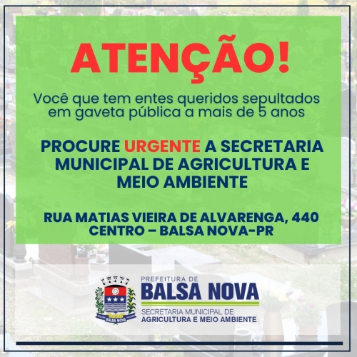 ATENÇÃO MUNICIPES!