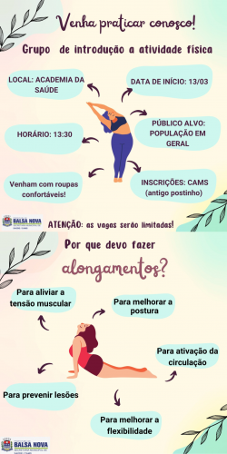 VENHA PARTICIPAR CONOSCO! COM O GRUPO DE ATIVIDADE FÍSICA