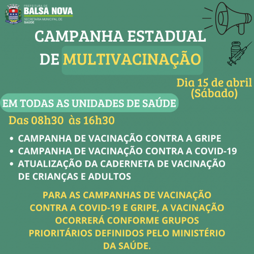 CAMPANHA ESTADUAL DE MULTIVACINAÇÃO