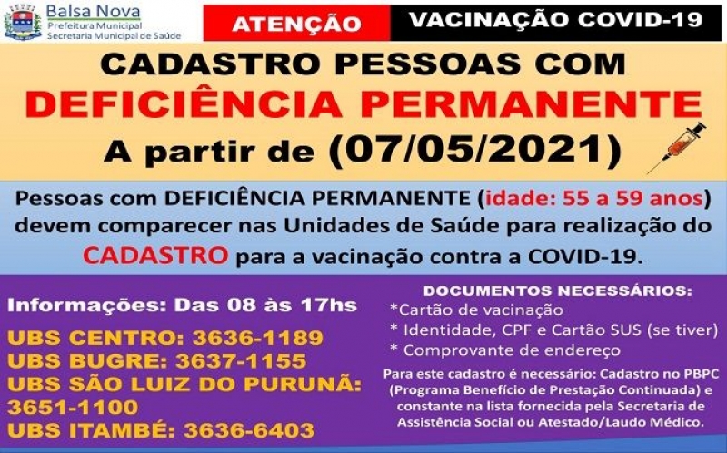 Cadastro de Pessoas com Deficiência Permanente. 