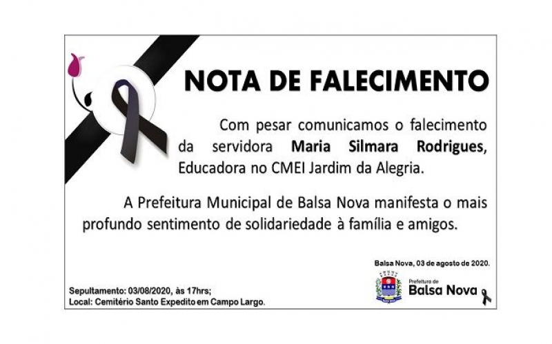 NOTA DE FALECIMENTO