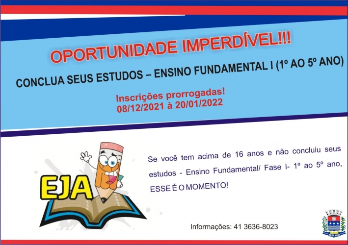 Inscrições para Educação de Jovens e Adultos - EJA
