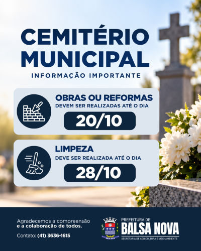 Prazos para obras, reformas e limpezas nos Cemitérios Municipais