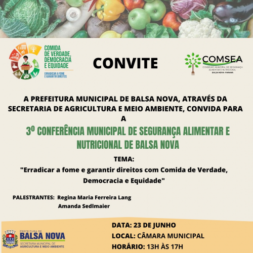 3° CONFERÊNCIA MUNICIPAL DE SEGURANÇA ALIMENTAR E NUTRICIONAL