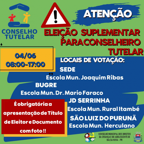 ELEIÇÃO SUPLEMENTAR PARA CONSELHO TUTELAR