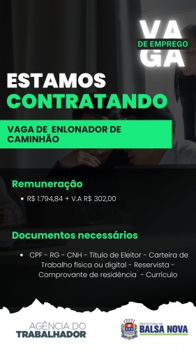 VAGAS NA AGÊNCIA DO TRABALHADOR