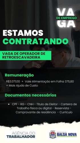 VAGAS NA AGÊNCIA DO TRABALHADOR