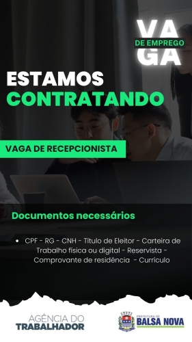 VAGAS NA AGÊNCIA DO TRABALHADOR