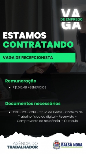 VAGAS NA AGÊNCIA DO TRABALHADOR