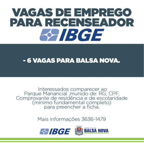 VAGAS DE EMPREGO PARA IBGE