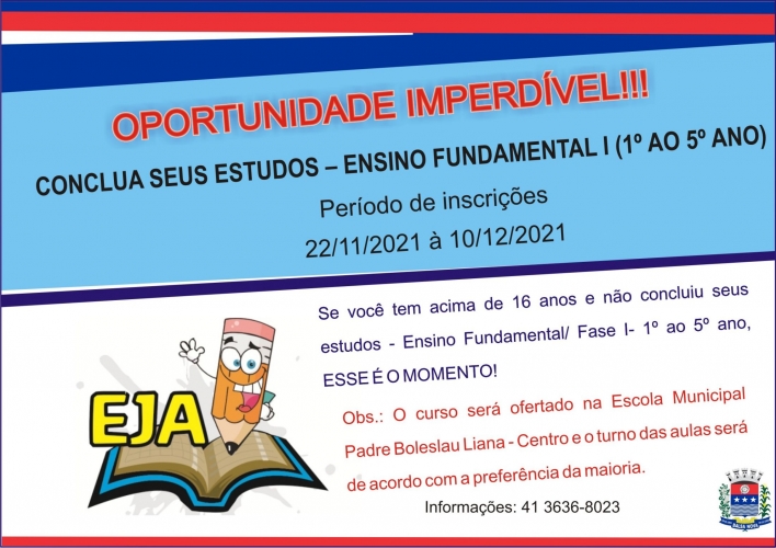 Inscrições para Educação de Jovens e Adultos - EJA
