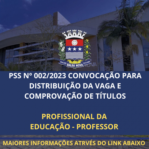 CONVOCAÇÃO PARA DISTRIBUIÇÃO DA VAGA E COMPROVAÇÃO DE TÍTULOS