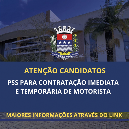 PSS PARA CONTRATAÇÃO DE MOTORISTA