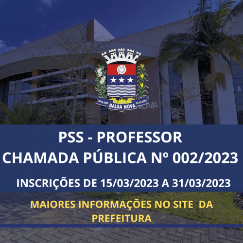 CHAMADA PÚBLICA PSS PROFESSOR