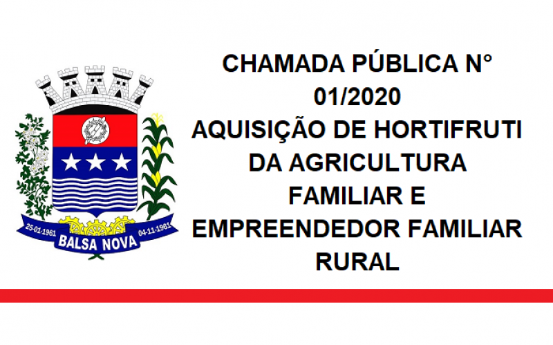 CHAMADA PÚBLICA N° 01/2020