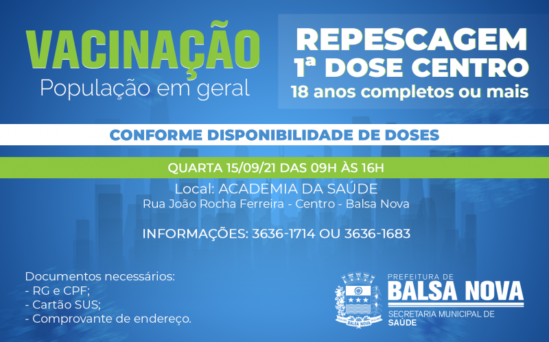 REPESCAGEM 1ª DOSE VACINA COVID