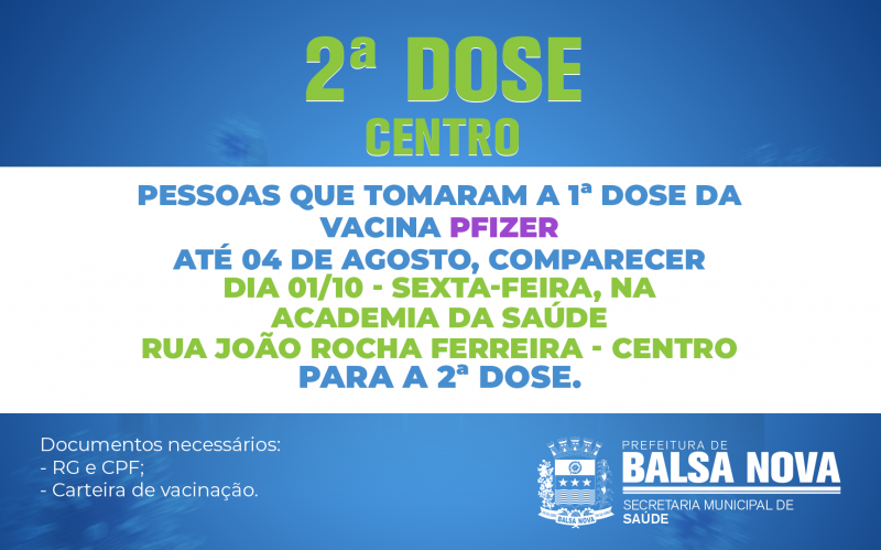 2ª DOSE PFIZER