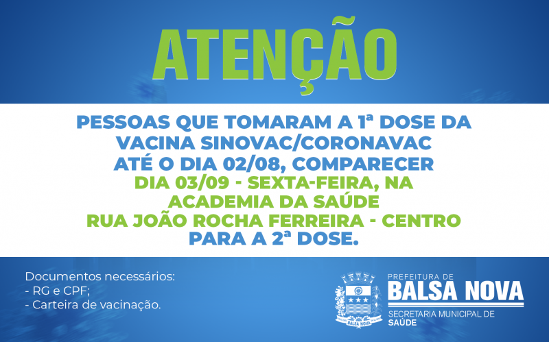 REPESCAGEM 2ª DOSE CORONAVAC