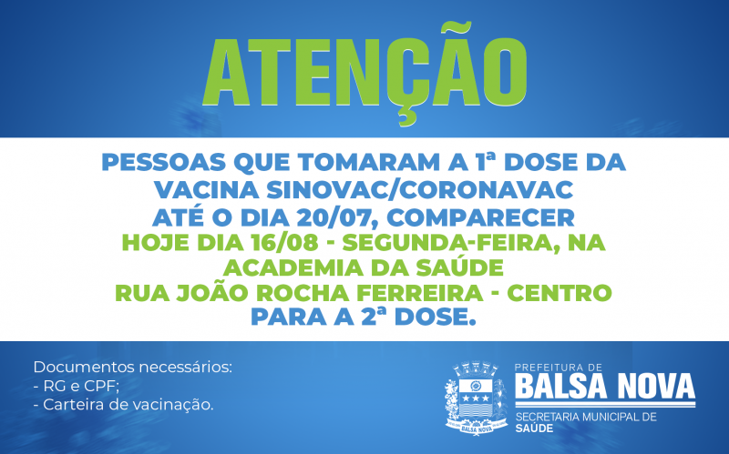 ATENÇÃO 2ª DOSE